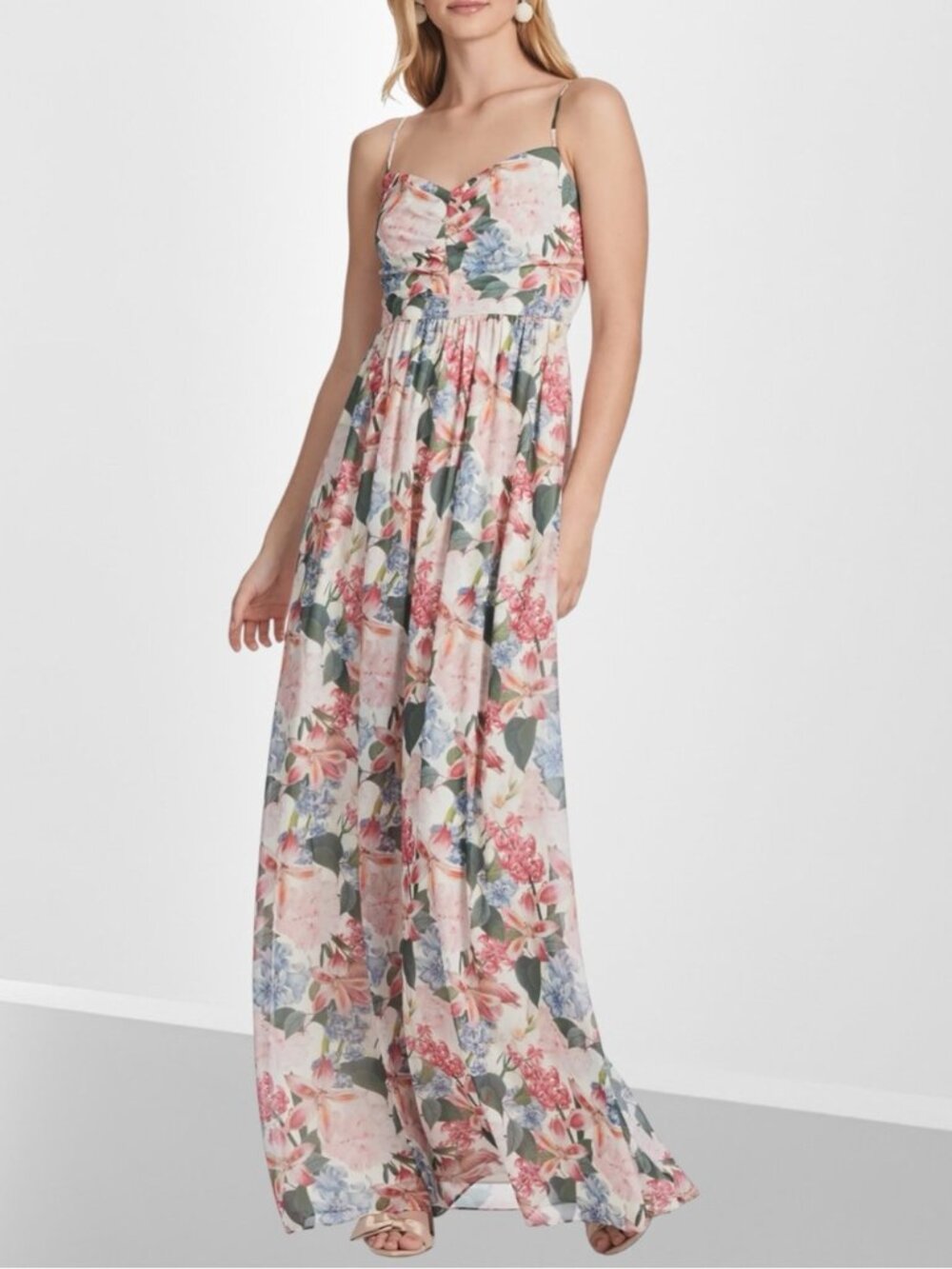 SACHIN & BABI Sienna Floral Adjustable Straps Chiffon Gown Women’s Size 8